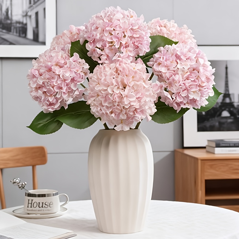 3pcs Realistic Large Artificial Pink Hydrangea Flowers Suitable For Modern Home Decor, Spring & Thanksgiving Table Centerpieces - Fake Flowers, No Maintenance/ (no Container Included)