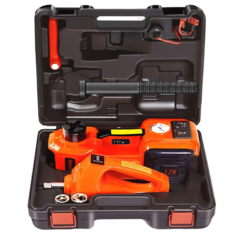 2 Specifications: A: Hydraulic Jack 45cm with Built-in Tire Pump and LED Light, B: 53cm Hydraulic Jack + Electric Wrench Set, Essential Car Tools, 12V Electric Car Jack Max 5 Ton/4999.95 KG Hydraulic Jack for SUV, MPV, Sedan, Small Truck Tire
