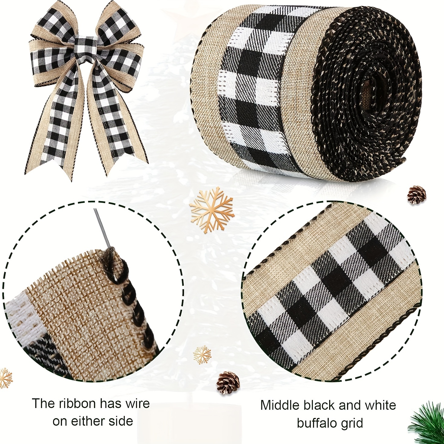 

2 Rolls, Christmas Burlap For Diy Bow Decorations, 5 ( And ,2.5 )