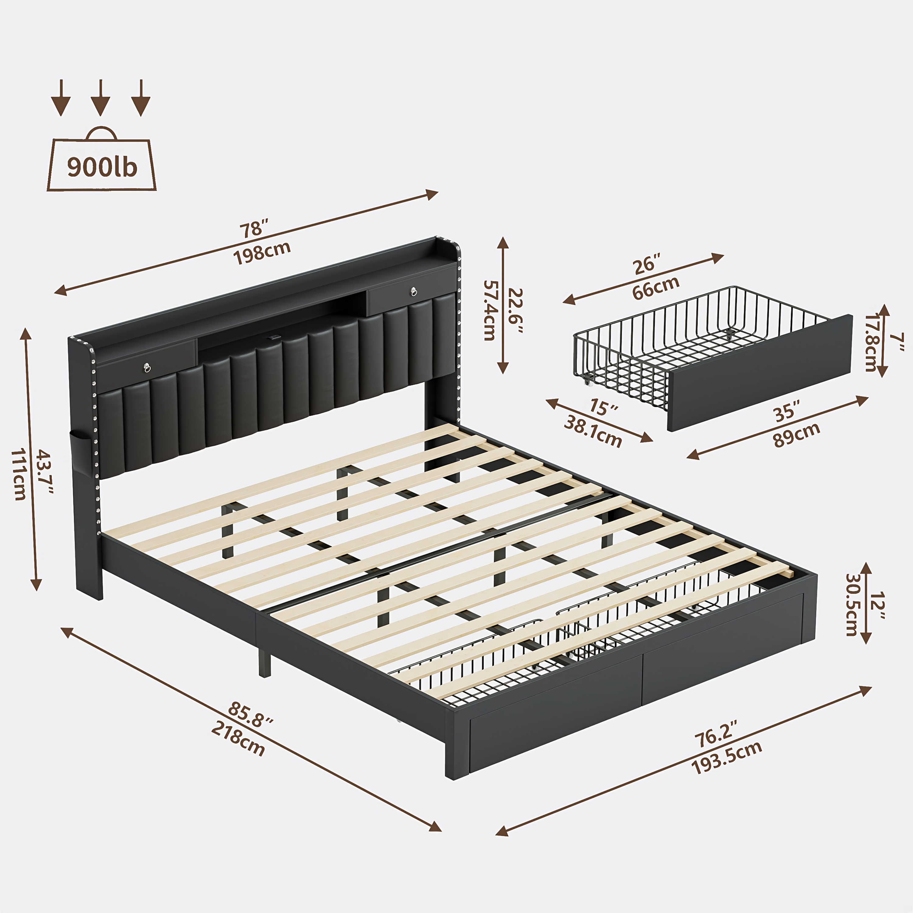 TEMU Mraeer Furniture Offers A Upholstered Bed Frame In Full, Queen, And King Sizes, Featuring 4 Drawers And A Charging Station. Mattress Not