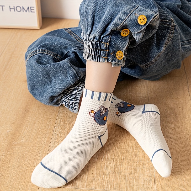 10 Pairs Mid-Calf Socks with Shark & Planet Patterns
