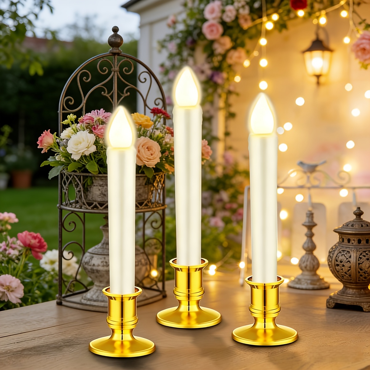 24-Pack Plastic Taper Candle Holders for Flameless Candles