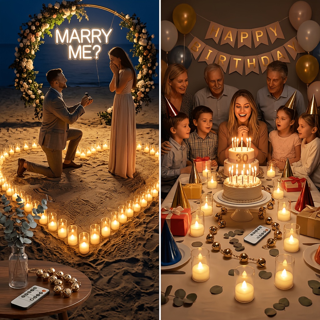 12-Pack Flameless LED Tea Light Candles with Remote Control