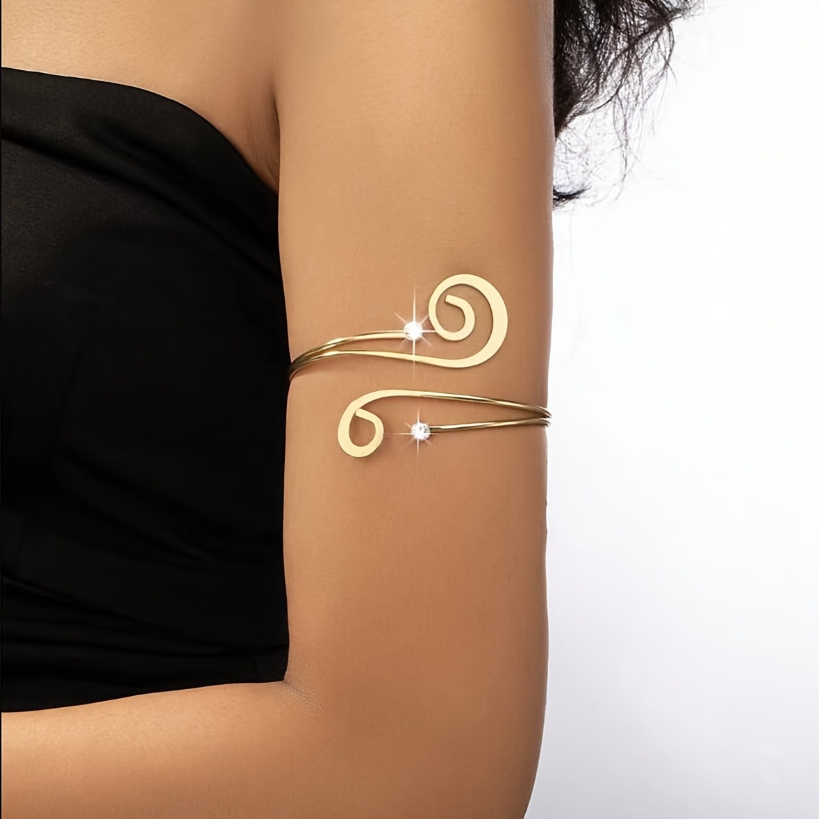 Exquisite Retro Rhinestone Spiral Arm Ring, Statement Accessory
