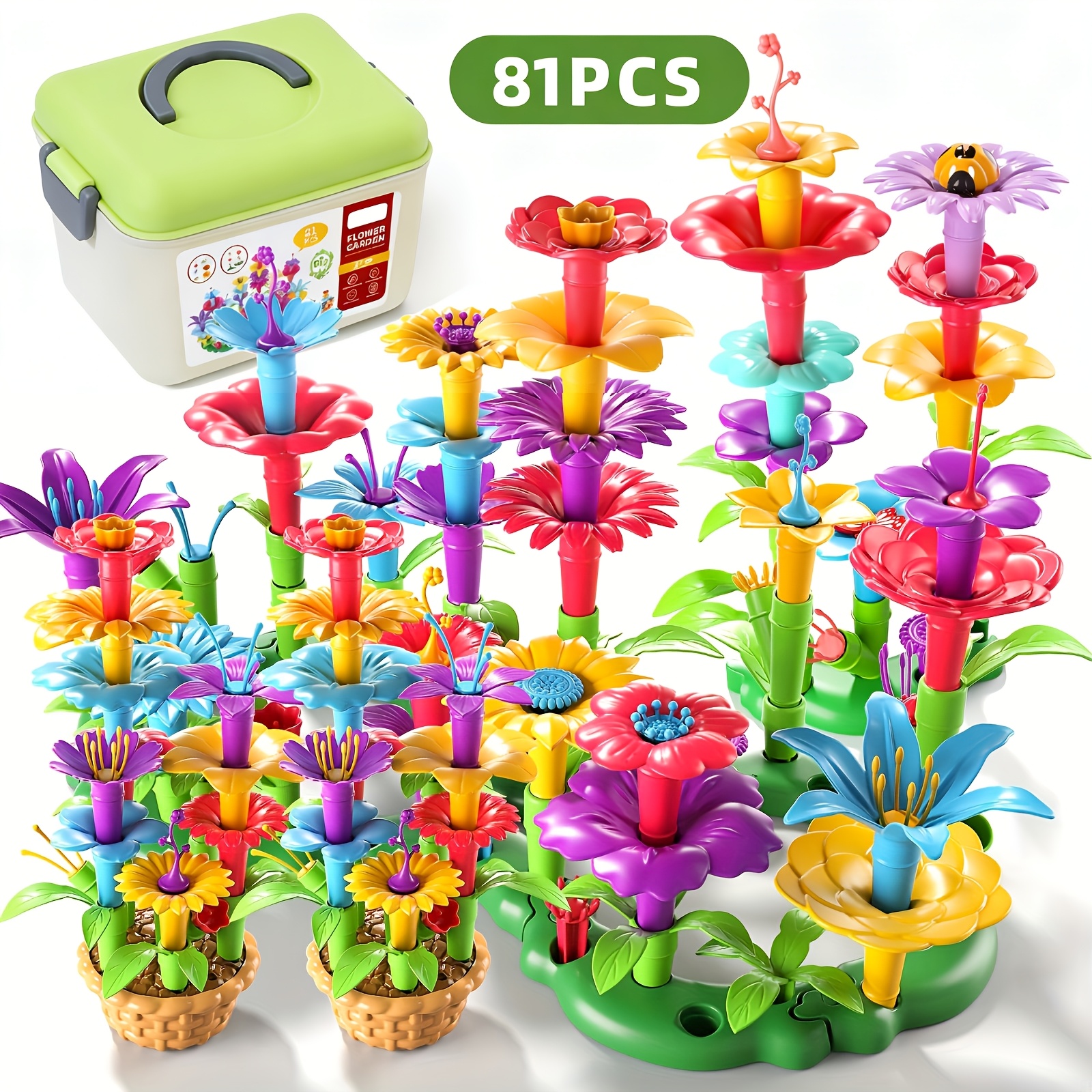 Flower Garden Building Blocks for Girls, DIY Educational Activity