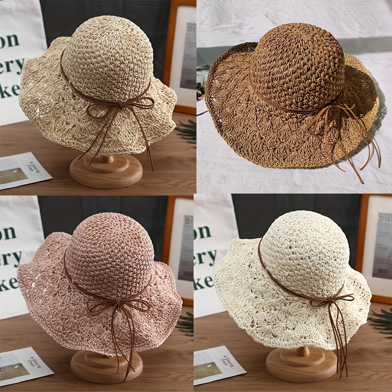 Beach Men's Outdoor Sun Hats Cowboy Warp knitted Straw - Temu