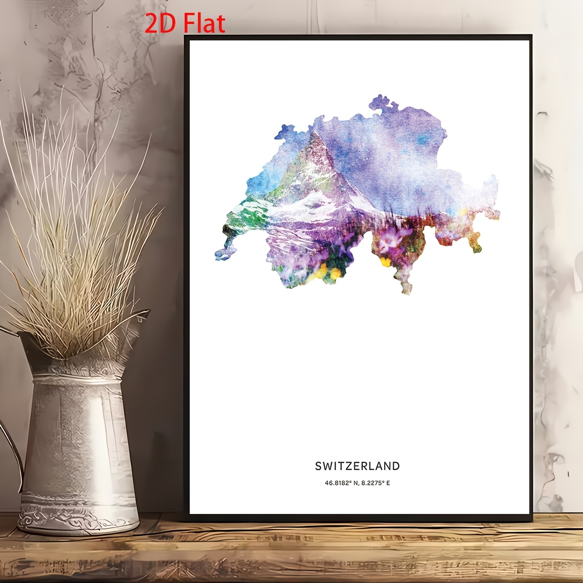 2D Flat Swiss Printmaking Canvas Art Poster, Unframed