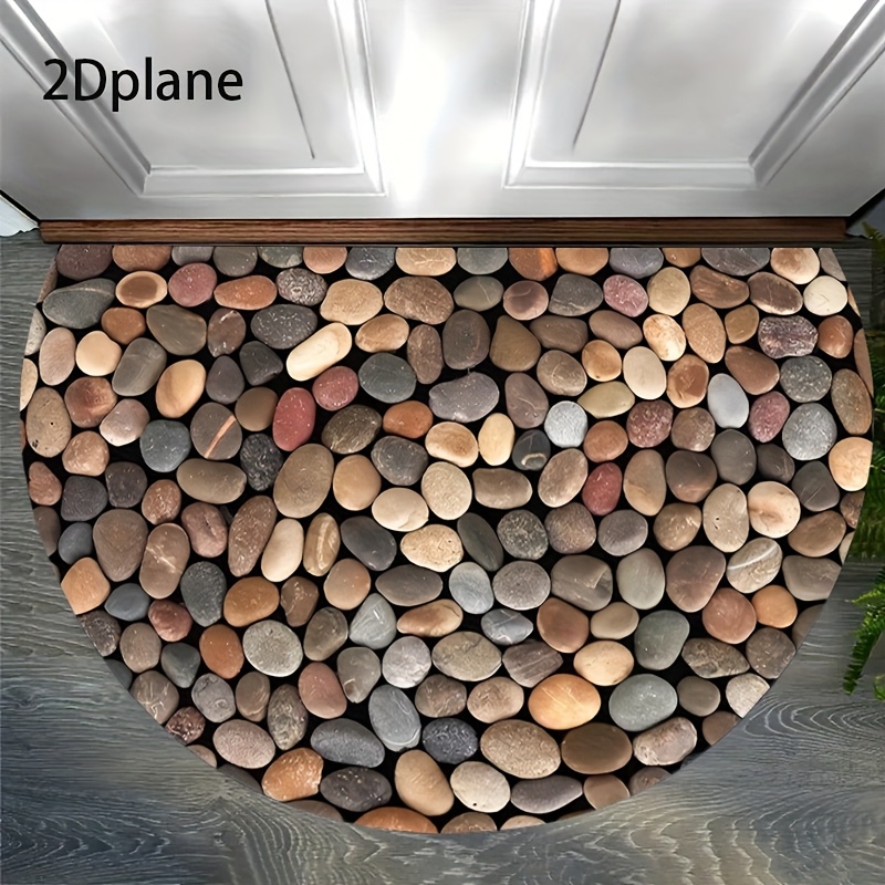 TEMU 2d Flat 1pc Stone Pattern Pebble Texture Hd Printed Floor Mat, Decorative Mat With Natural Stone Vein Pattern, Soft, Comfortable, And Machine