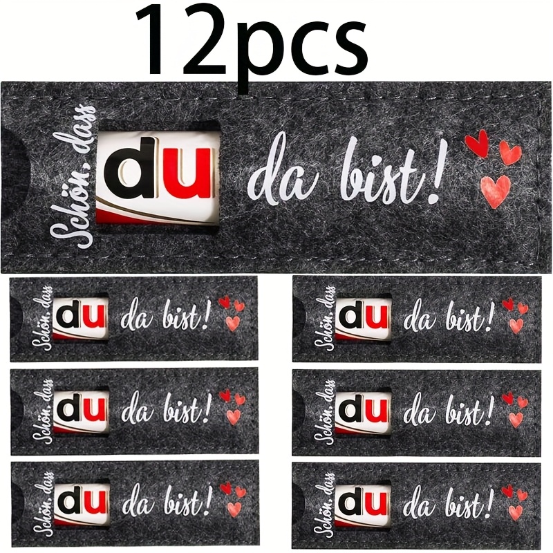 E-shop Geschenk für Sie/Ihn 12 Stk. deutsche Party-Geschenktüten, mit deutschsprachigem Design dem Spruch „Schön, dass du da bist“, aus hochwertigem