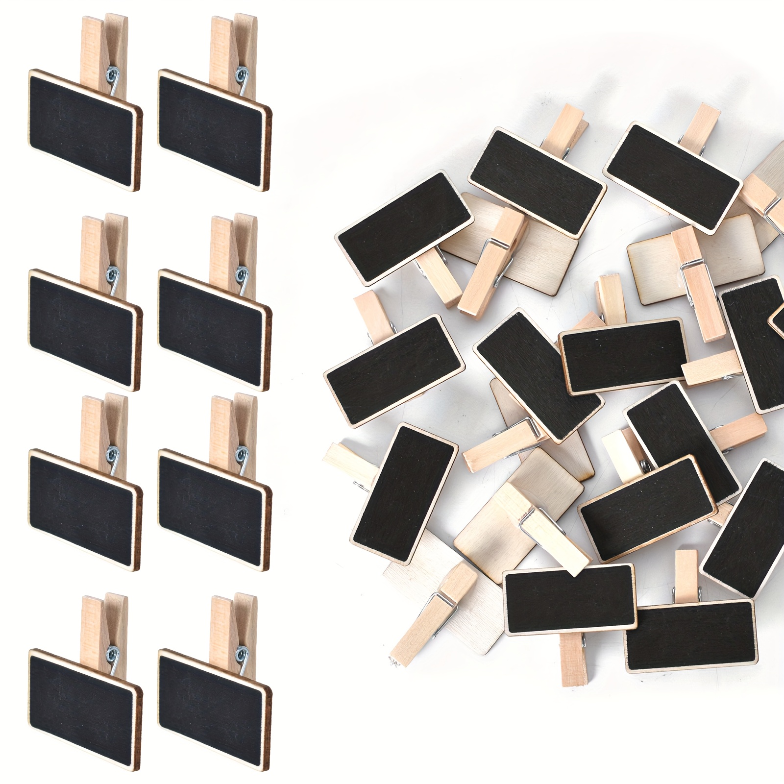 50pcs Of Wooden Mini Clipboards, Rectangular, Wooden With Clips For Plants, Memo Notes, Food Labels, Parties, Decorations, Weddings, Size 4×2 Cm.