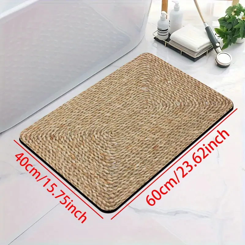 1pc diatomite bath mat retro texture print design quick dry non slip absorbent floor mat soft and comfortable for bathroom shower laundry room bedroom doorway kitchen rug rv bathroom Product details 4