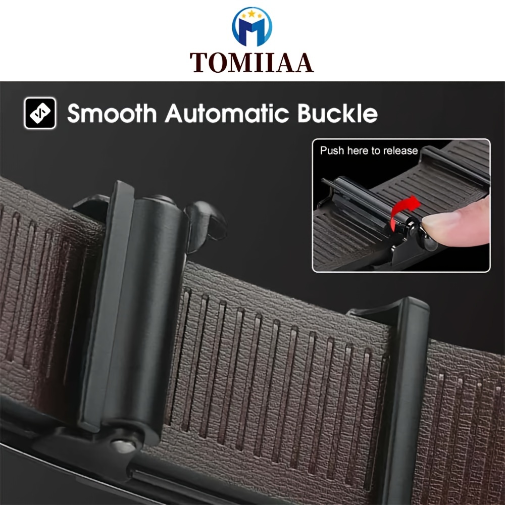 2pcs Set Cowhide Belt Toothless Alloy Automatic Buckle Belt