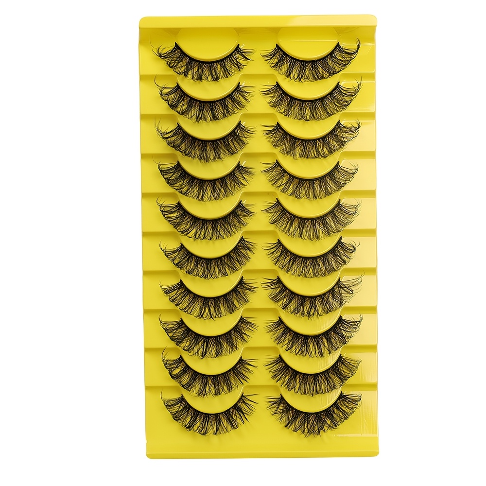 10 Pairs Luxurious Russian Volume False Eyelashes - Soft, Thick & Natural Look, 16-18mm Length, Fragrance-free