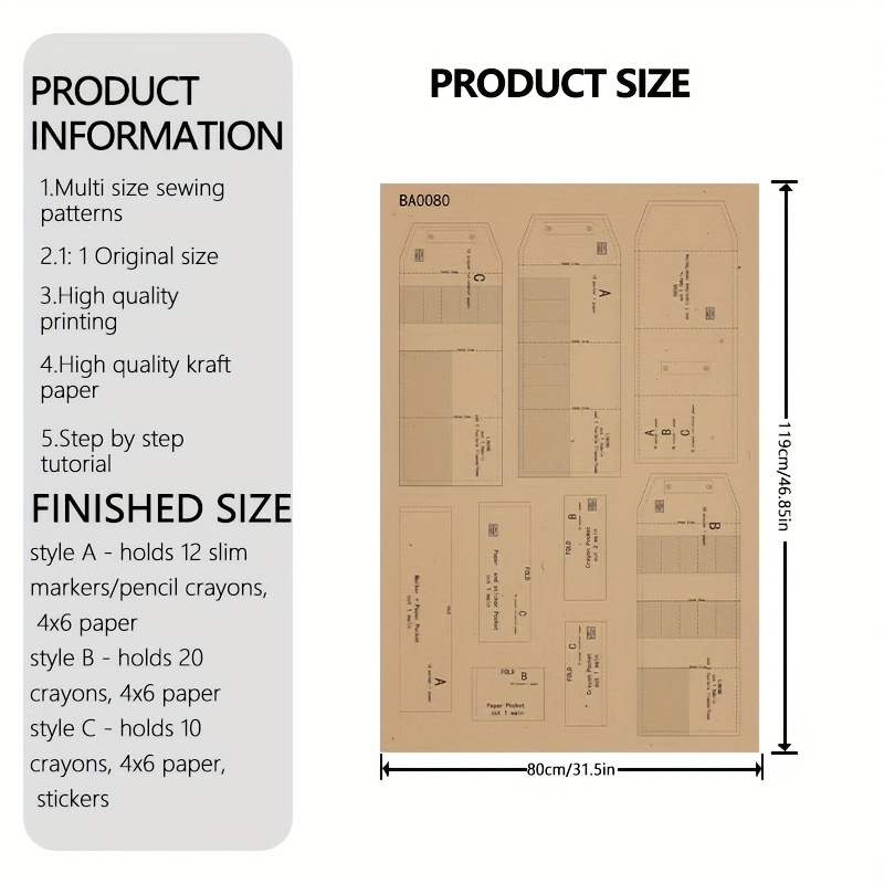 TEMU 3 Styles Travel Coloring Clutch Sewing Patterns Book - 1:1 Scale Handbag Making Templates, Beginner-friendly Diy Crafting Guide With , Paper