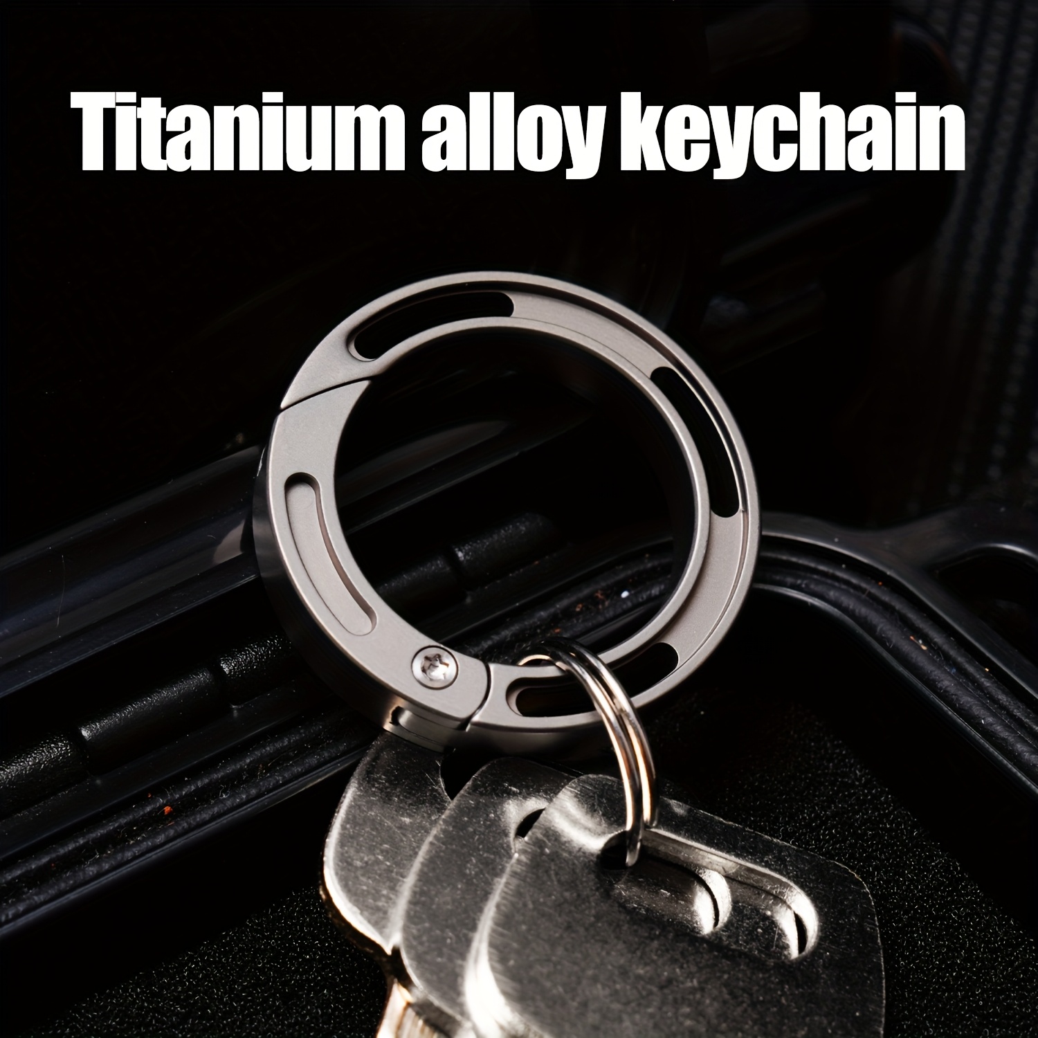 Titanium Alloy Keychain, Round Spring Lock Quick Release Buckle, Easy Mini EDC Tool Round Keyring