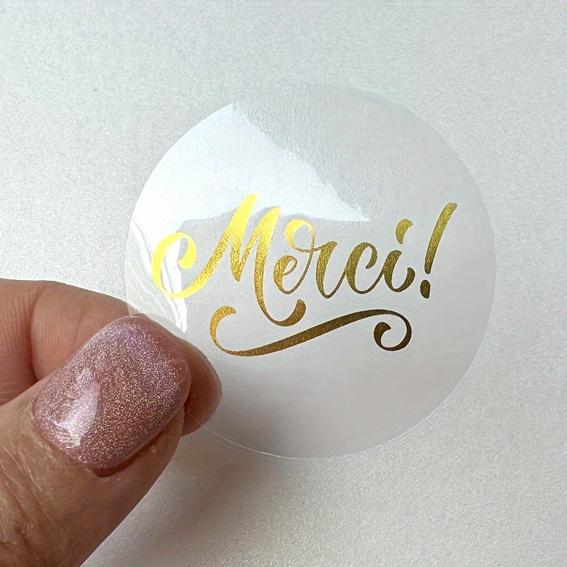 

100pcs Each Set Of 4cmx4cm Transparent Stickers, Thank You Transparent Labels, Golden Pvc Transparent Sticker Labels, Decorative Sticker Labels For Baptism/wedding/birthday Festival Party Favors