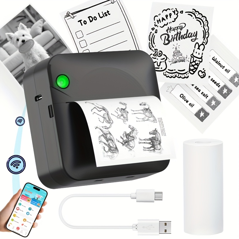 Black Portable Wireless Thermal Printer thumbnail 5