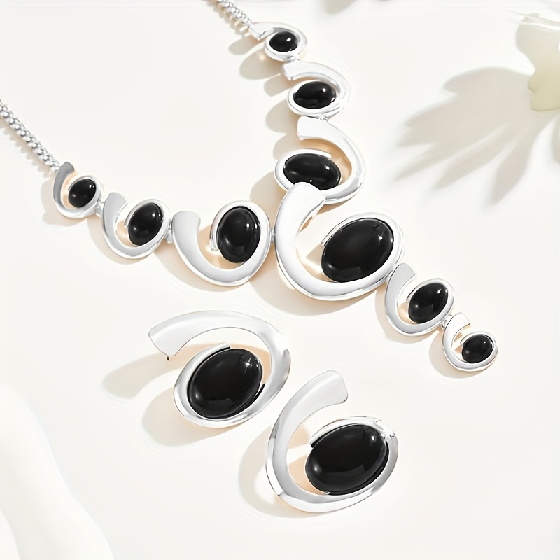 3pcs Comma Irregular Oval Acrylic Y-Shaped Necklace Set