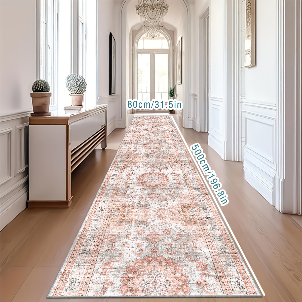 TEMU Golden Diamond Velvet 1pc Persian Vintage Style Pattern Runner Rug, Home Decor Living Room Hallway Runner Carpet, Minimalist Floor Runner Rug,