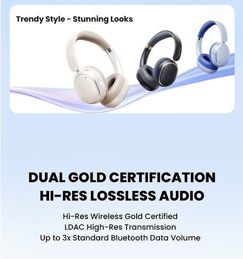 Philips Wireless Bluetooth Headphones, Over-Ear Wireless Headphones, ANC Hybrid Active Noise Cancelling Headphones, HiFi Surround Sound Over-Ear Wireless Headphones, for iPhone and Android, 80 Hours of Playtime, with Five ENC Noise Cancelling
