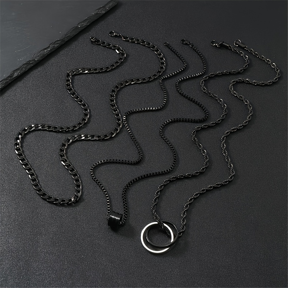 TEMU 3pcs Men's Stainless Steel Twisted Chain Necklace