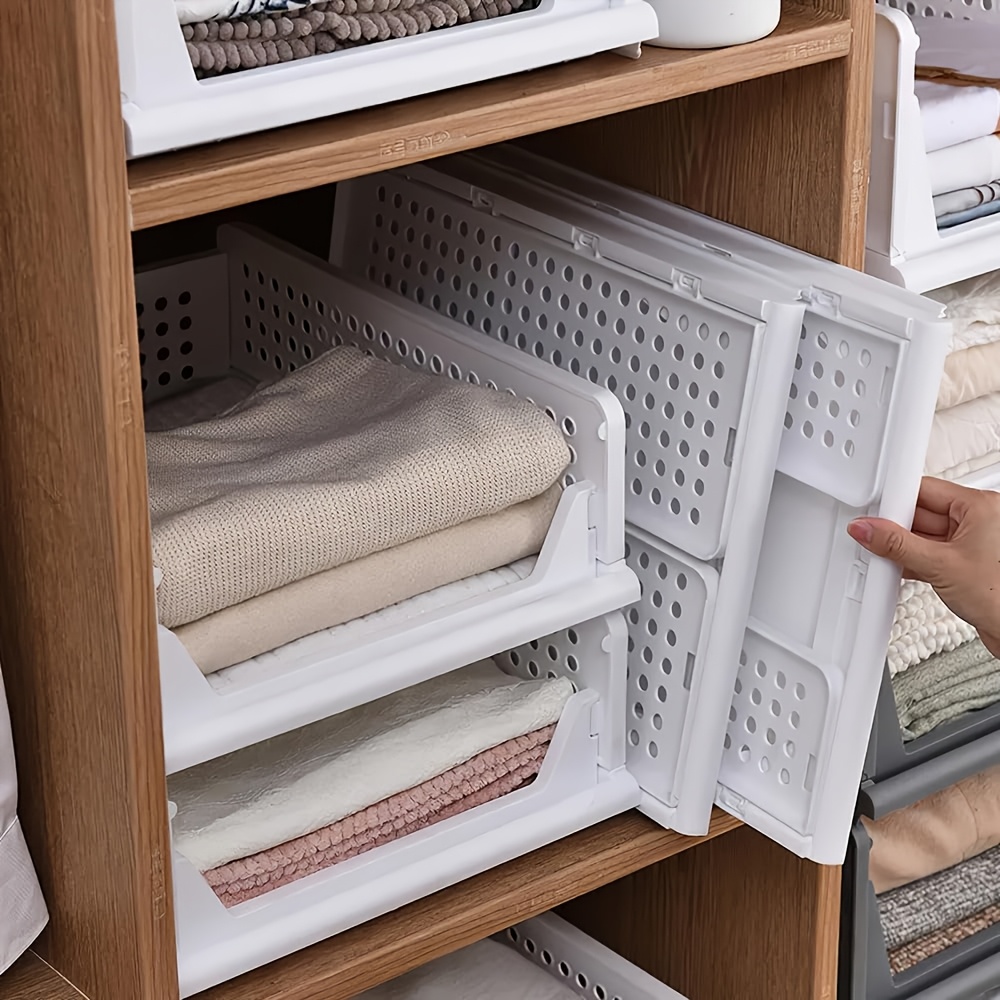 4pcs Stackable Wardrobe Storage Organisers for Clothes