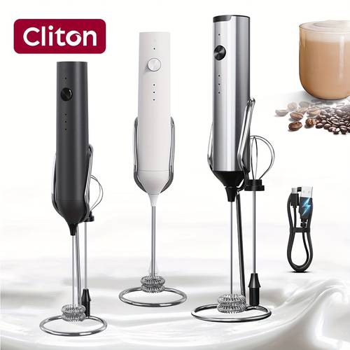 rechargeable electric milk frother handheld foam maker whisk with 2 heads 3 drink mixer built in mixing heads for milk beaters and quick foaming coffee whisk for wedding gifts