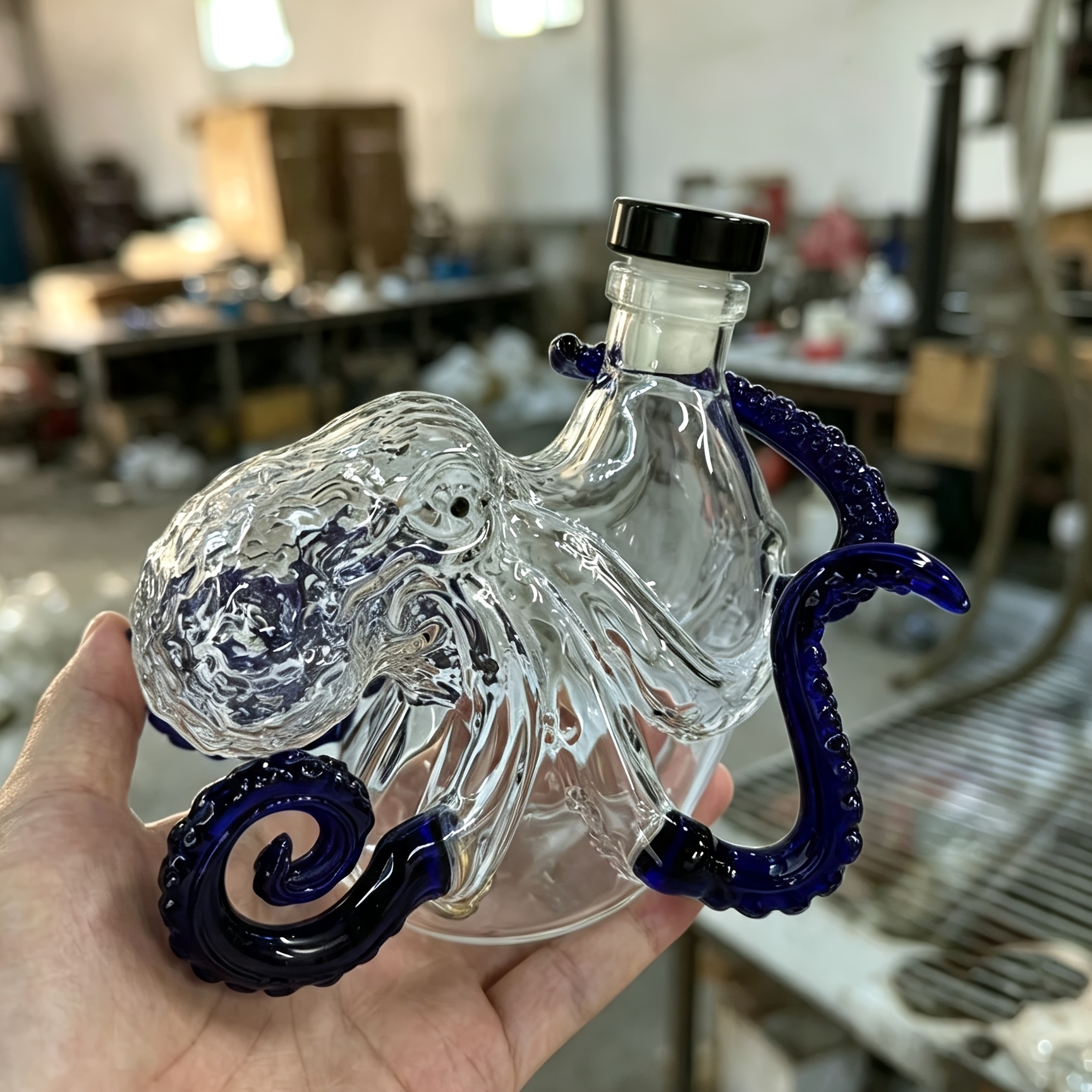 Image of 350ml Octopus Glass - Transparent Suitable For All Spirits With Octopus Tentacle, Elegant Liqueur Rum Storage Container For Home Bar, Tabletop Display, Gift For &, Glass Vessel