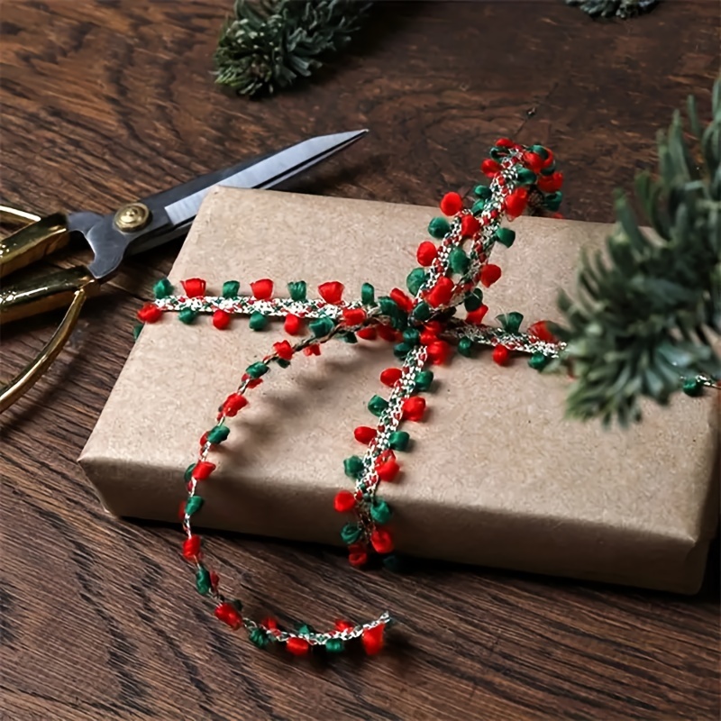 festive christmas ball gift ribbon in dark green/red Temu Canada