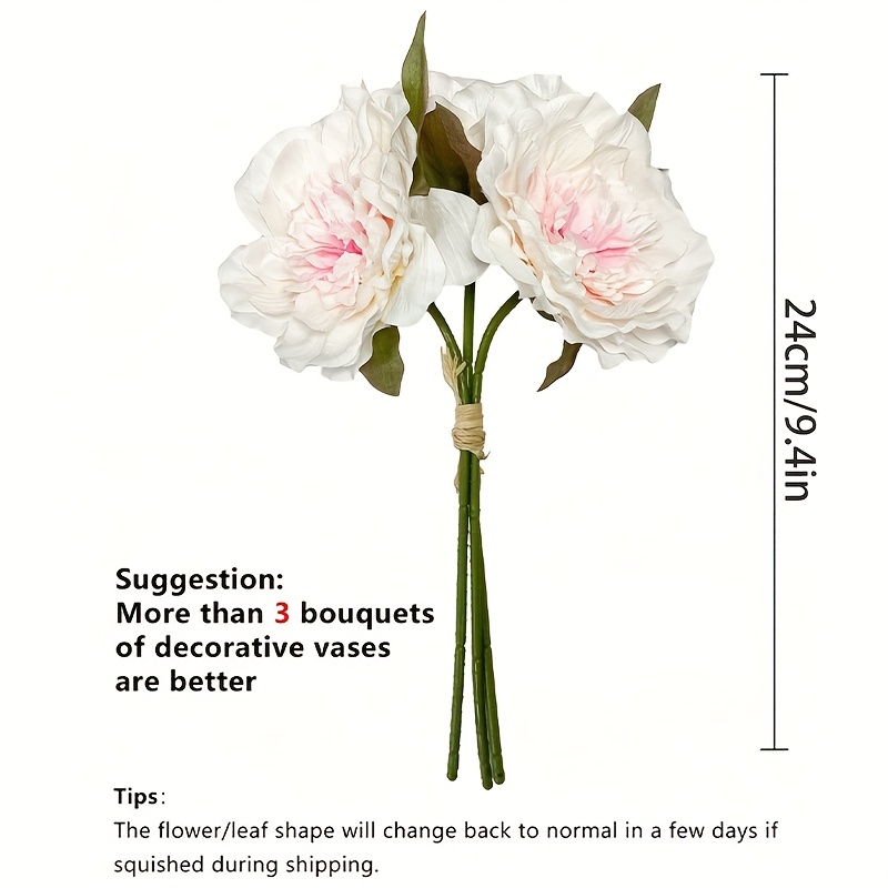 Image of 3pcs/1 Bundle Realistic Silk Peonies Artificial Flowers - Small Bouquet Of Faux Peonies Suitable For Table Centerpieces, Wedding Decor, For Home Party Decor, For - Decoration
