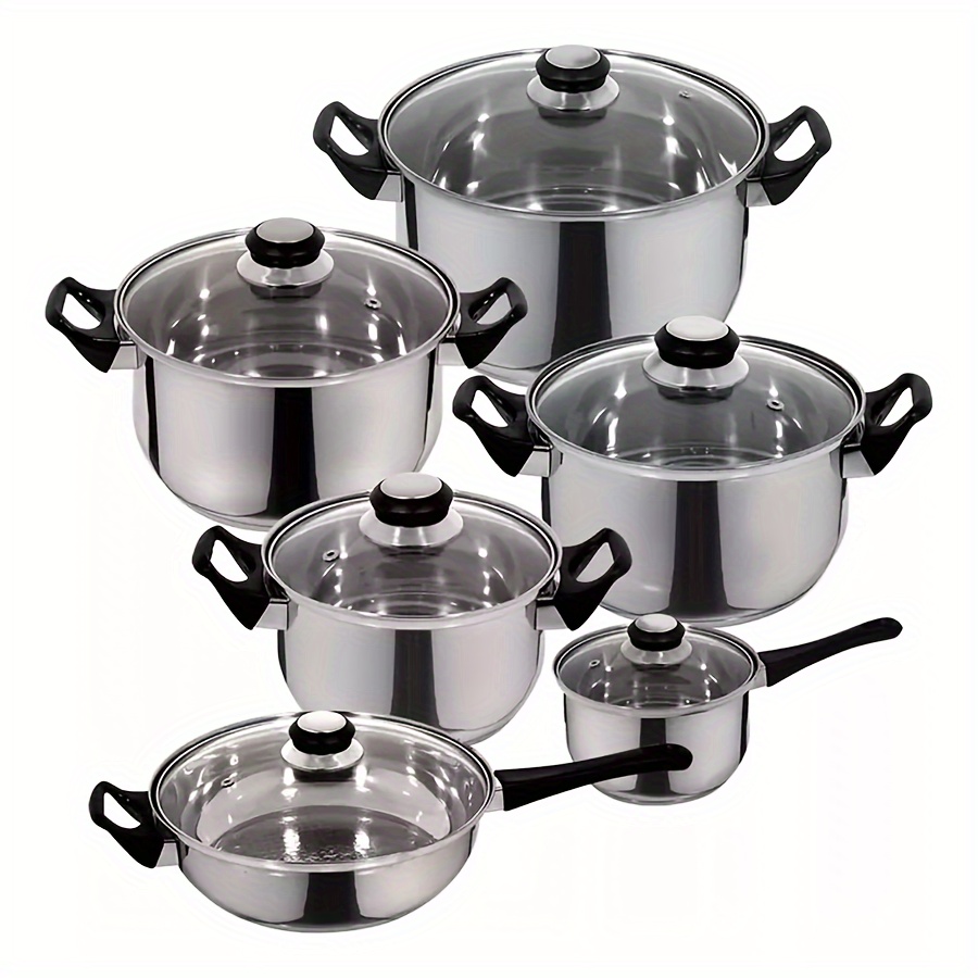 TEMU Pots And Pans Set Non Stick, 6pcs Hybrid Stainless Steel Cookware Sets, Non Stick Frying Pans, Saucepans, Pan & , Free Kitchen , Induction Compatible