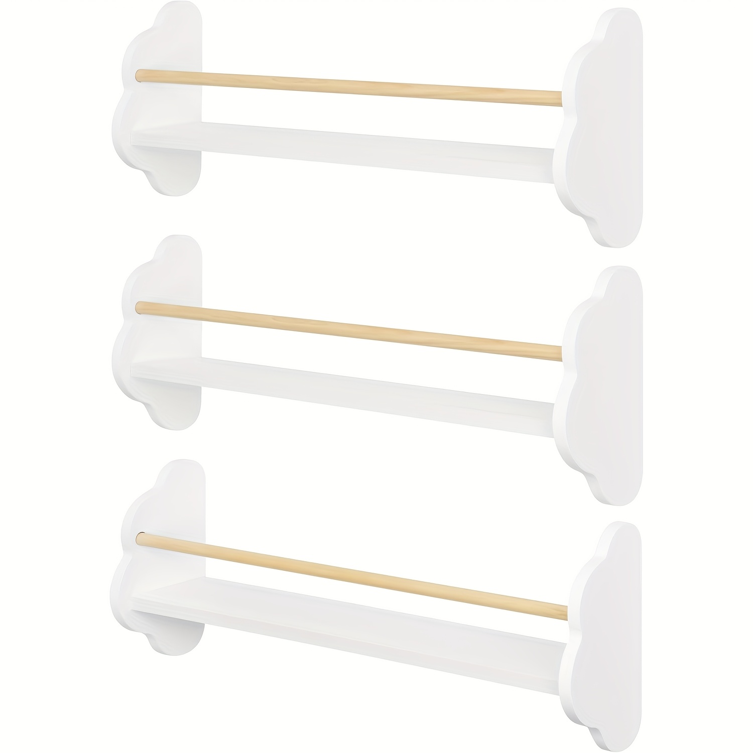 3pcs Wall Shelf Set, Wall-mounted Storage Rack, Bathroom Storage Rack, Magazine Rack, Made Of Pine Mdf Material, , Suitable For Bathrooms, Living Rooms, And Multi-functional Spaces, Floating Shelves