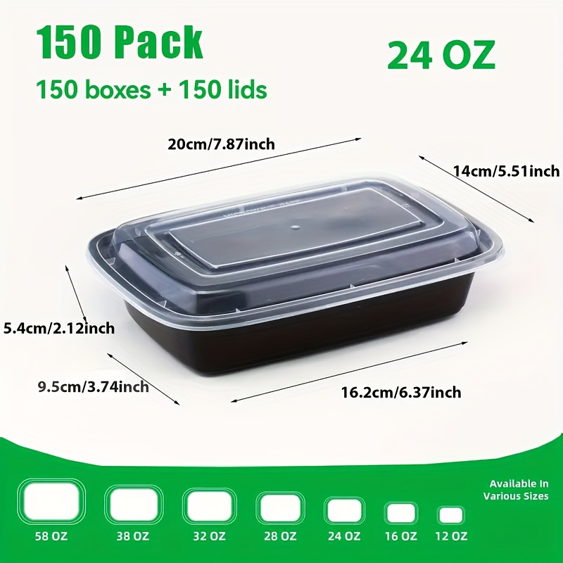 TEMU 150 Sets, 32oz Containers With Lids, Meal Prep Containers With Lids, Plastic Food Containers, Disposable Lunch Containers, Containers,