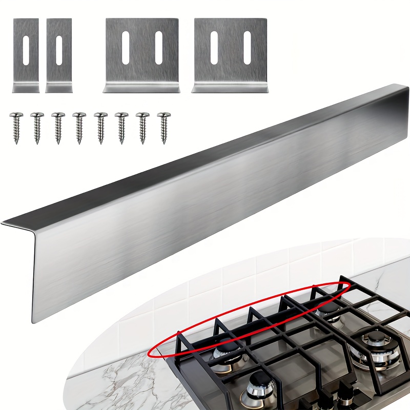 

Easy-install Stainless Steel Stove Gap Filler Kit - Range Backsplash For Most Brands, Kitchen Wall Protection, Stove Top Protector