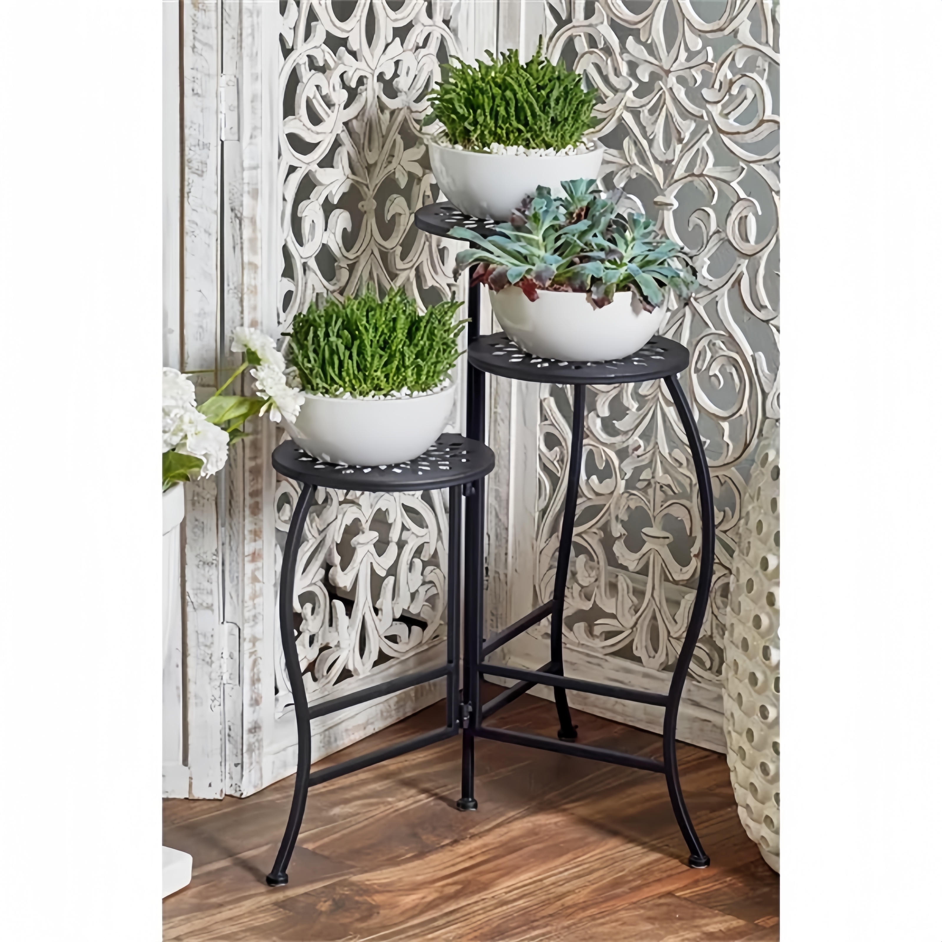 

3-tier Folding Novelty Plant Stand Black