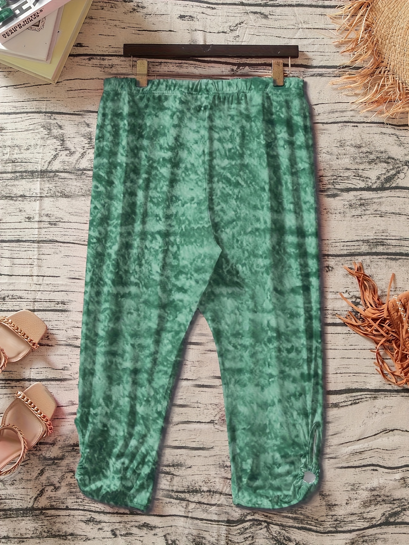 Women's Plus Size Stretchy Casual Pants - Solid Color Black, Elastic Waistband, Comfort Fit, Polyester, Machine Washable - Ideal for Spring/Summer/Fall