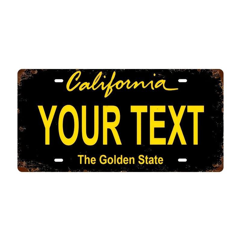 

1pc California Customizable Vintage License Plate - Aluminum Sign With Screw Cap Installation, Personalized Text For Home, Bar, Cafe, Garage Wall Decor