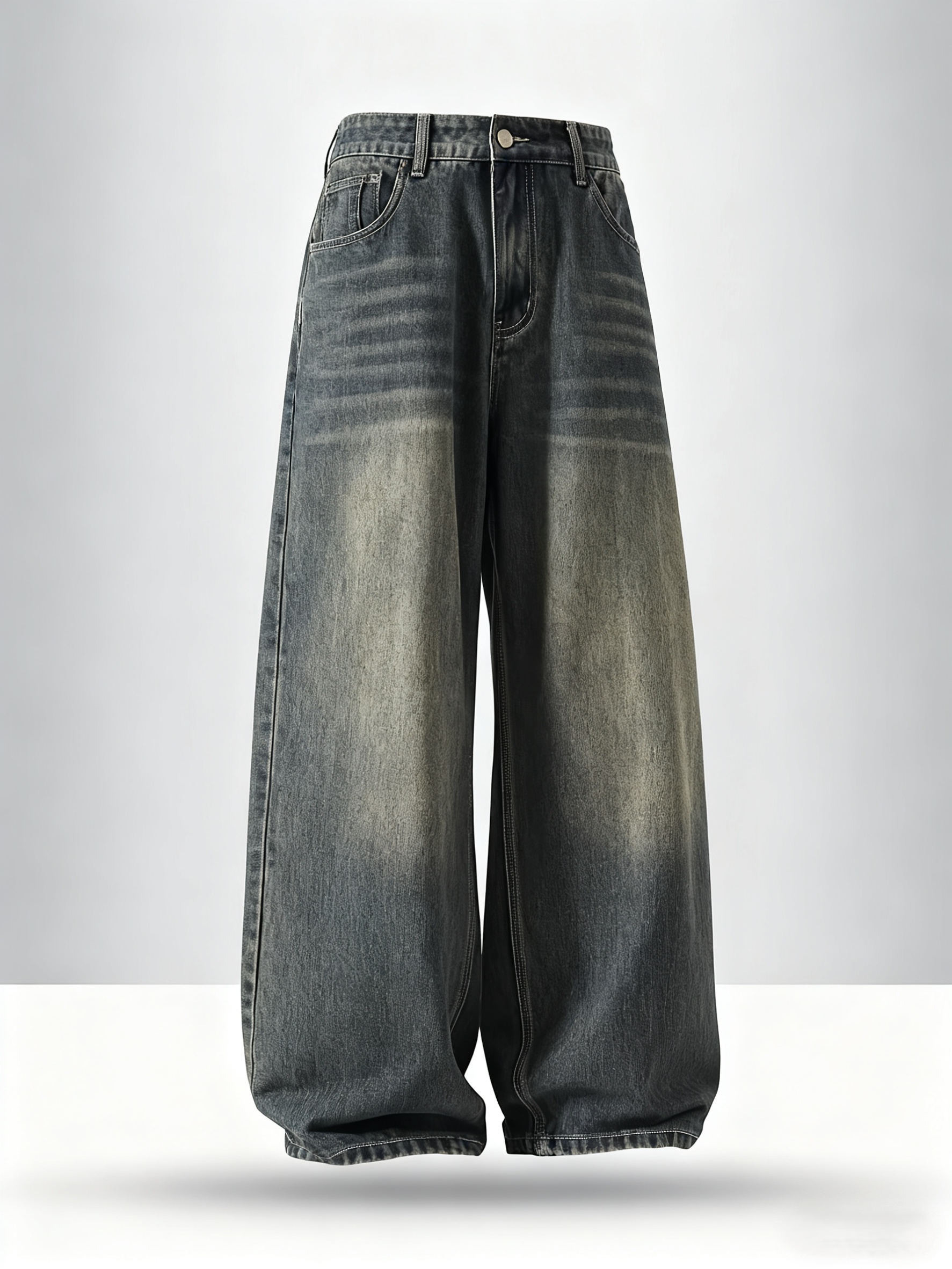 Vintage Washed Loose-Fit High-Waisted Baggy Jeans: Denim Pants for Streetwear Enthusiasts & Casual Style Lovers