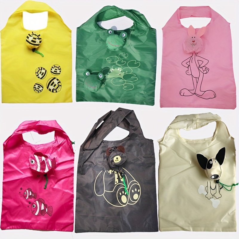 TEMU 6pcs Foldable Reusable Bags: Grocery Shopping And Travel, Kitchen Organization And Storage - Made Of Durable