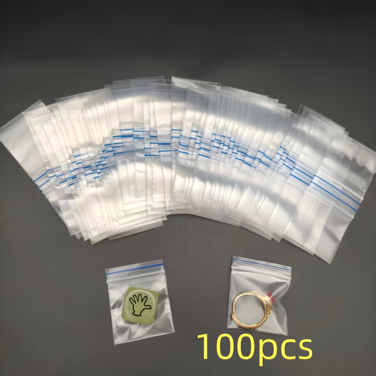 TEMU 100pcs Mini Sacs Plastique Auto-Adhésifs, Petits Sacs Scellables, Sacs de Sous-Emballage Portables, Sacs de Rangement pour Boucles d'Oreilles et