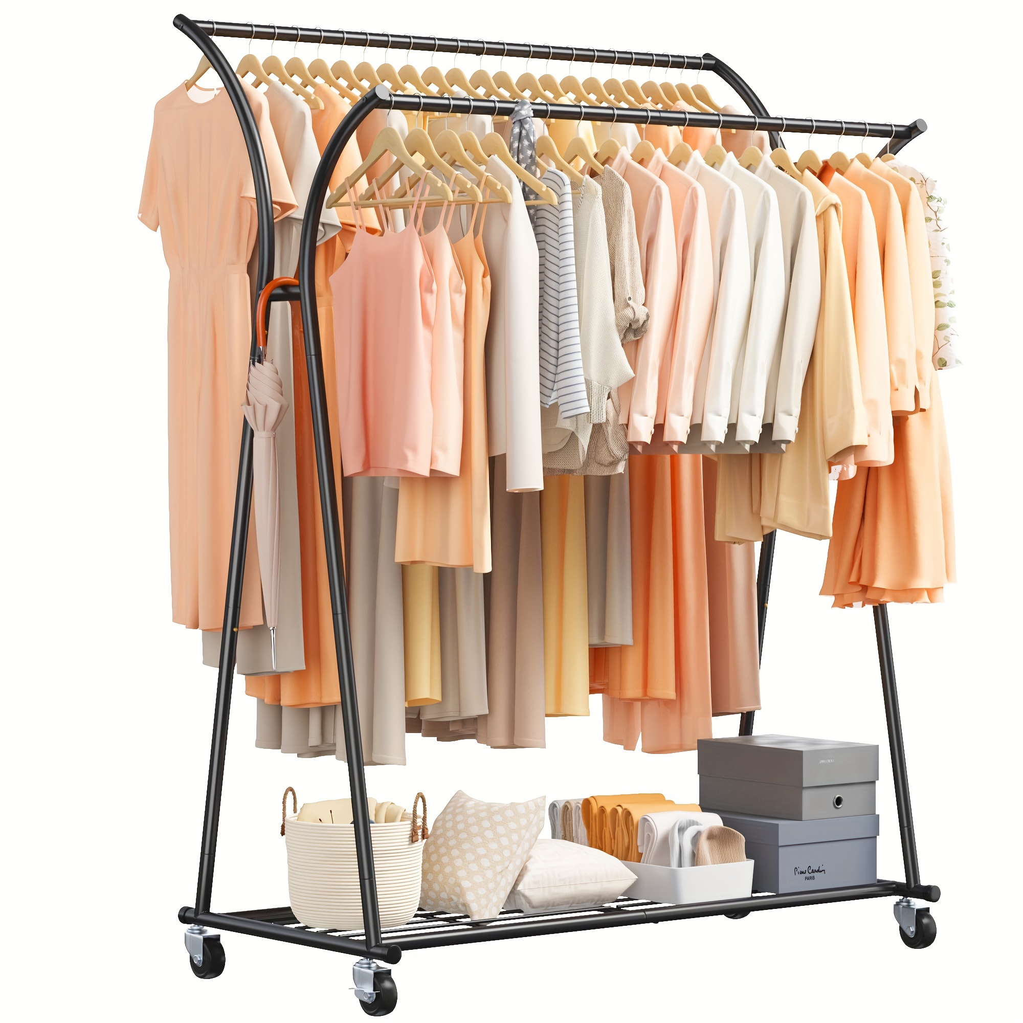 

Clothing Rack Heavy Duty Clothes Racks For Hanging Clothes Portable Clothes Rack Double Rod Clothing Rack With Wheels 270lbs Garment Racks For Hanging Clothes Hanger Rack 69''h*52''w*20d''