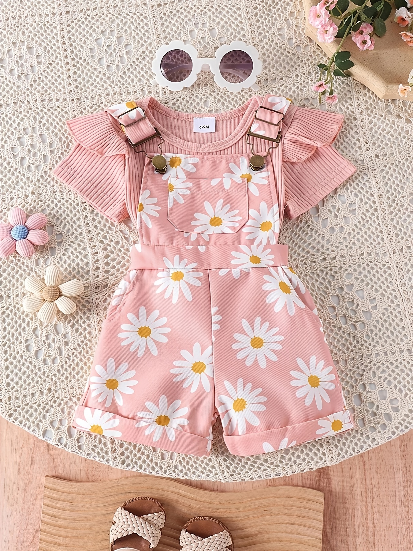 white christmas dresses Blue Floral Wrap Romper main image 1