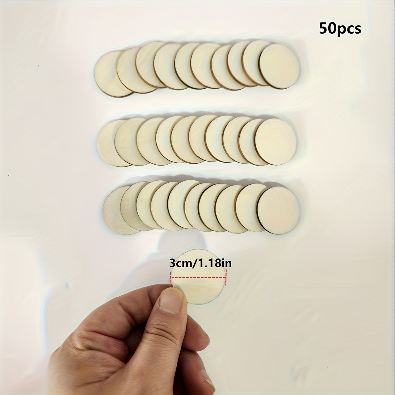 TEMU 50 Piezas de Discos de Madera de 3 cm - de Madera Lisos y Redondos Ideales para Manualidades DIY, Discos de Madera Pintables para Adornos,