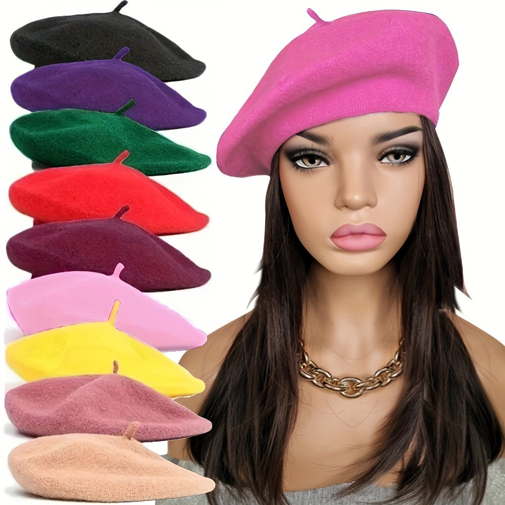 

Women's Chic Vintage-inspired Beret, Classic French Style, Breathable Stretchy Polyester Knit, Perfect For Autumn & Winter Fashion, Hand Washable, Elastic, Beret Hat