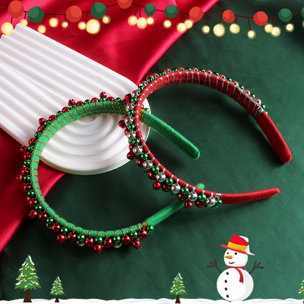 

1pc Christmas Bell Decor Headband Style Wide Brimmed Hair Hoop For Women And Girls