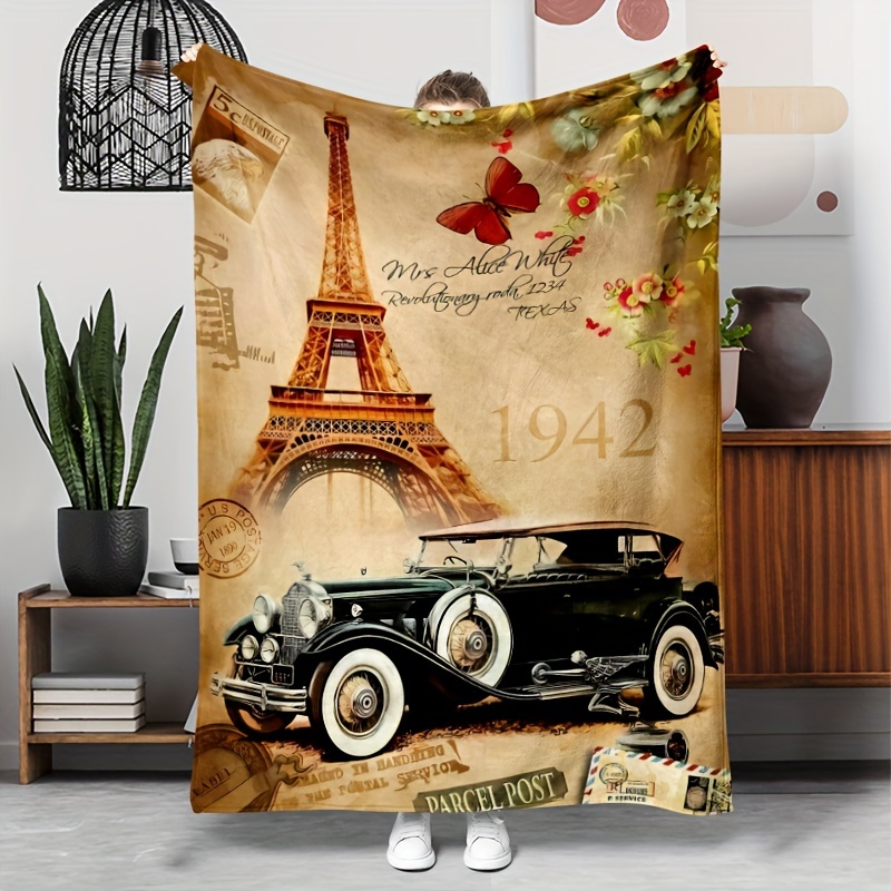 

Vintage & Classic Car Flannel Throw Blanket - Soft, Lightweight, Gift For , Couch, Bed, Camping, And Travel