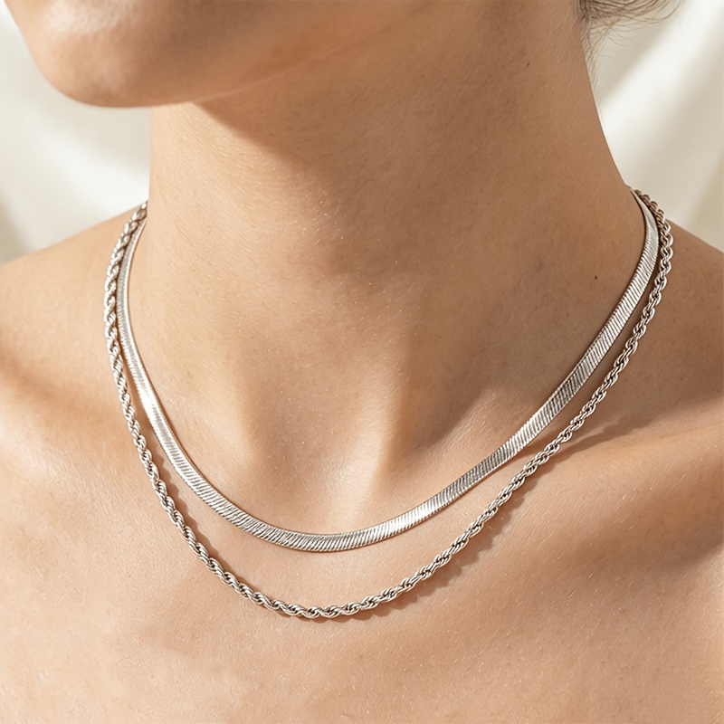 Creative Stackable Titanium Steel Necklace, Waterproof & Sweat-Resistant