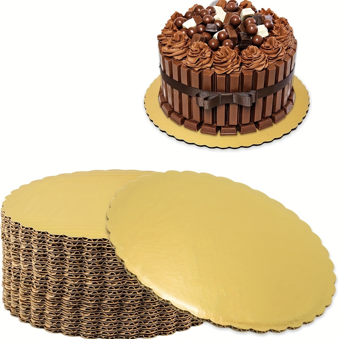 

20pcs Golden Disposable Cake Boards - 6/8/10/12 Inch, Grease & Moisture Resistant For Desserts And Pastries, Perfect For Christmas, Birthdays, Weddings