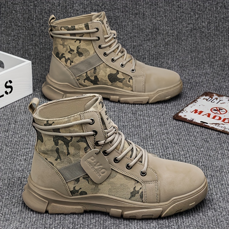 fashionable camouflage mens boots new mens medium to high top boots thick soled shoes lightweight suitable for mens outdoor hiking training and mountaineering