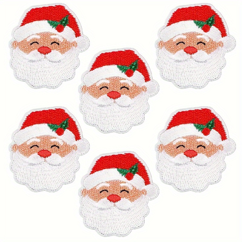 

6pcs Cartoon Santa Claus Embroidered Patches, Iron-on/sew-on Appliqués For Clothing, Shoes, Hats, Bags, Diy Christmas Decorations